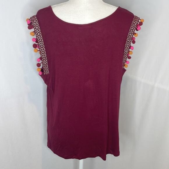 NWT a new day maroon Pom Pom sleeve t shirt size xl - Picture 2 of 5